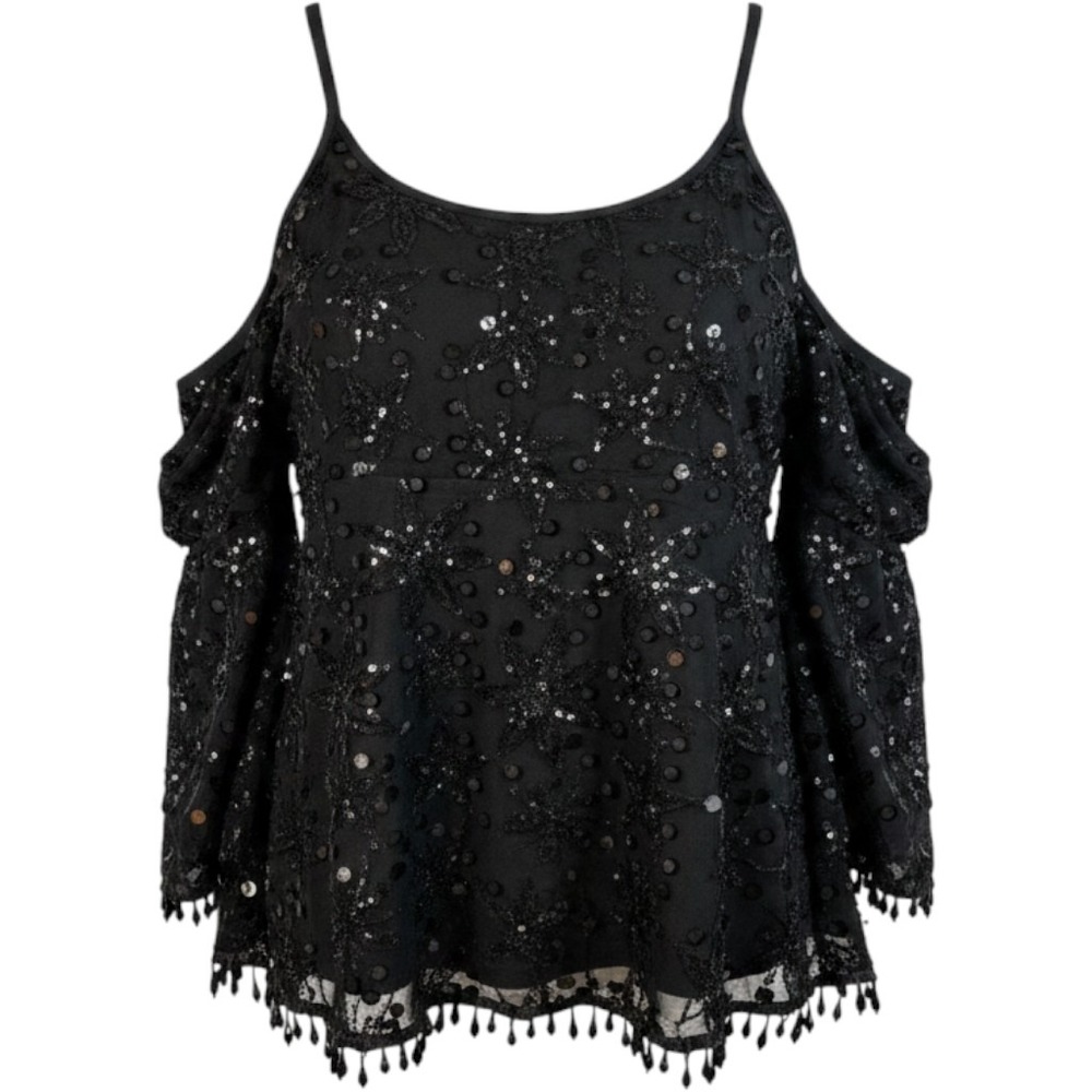 iHeartRaves Glitter Ghoul Sequin Dress 1X Black Rave Festival Halloween Goth